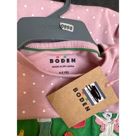 NWT Mini Boden 12 Days Of Christmas Tree Dress Youth Size 4-5 Years Pink - Picture 3 of 4